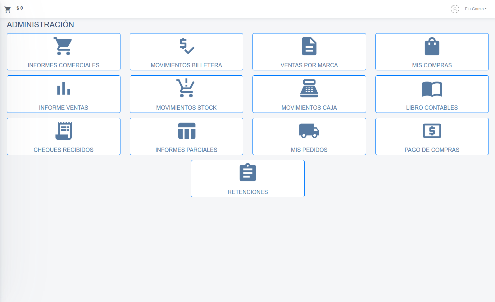 Screenshot de la página de Administración en Boxer